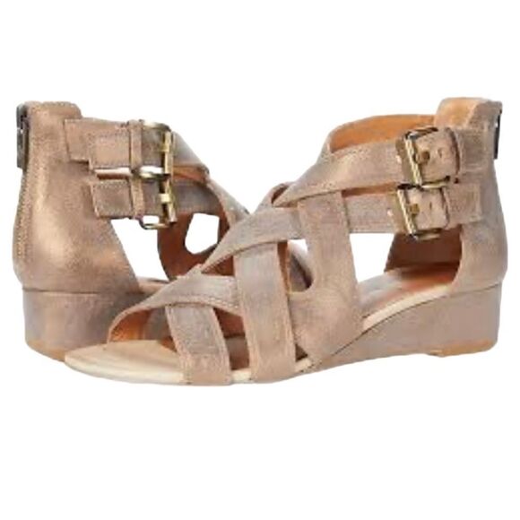 Donald Pliner Valencia Buckle Detail Woven Cage Wedge Sandal Kidskin Leather New - Picture 11 of 16